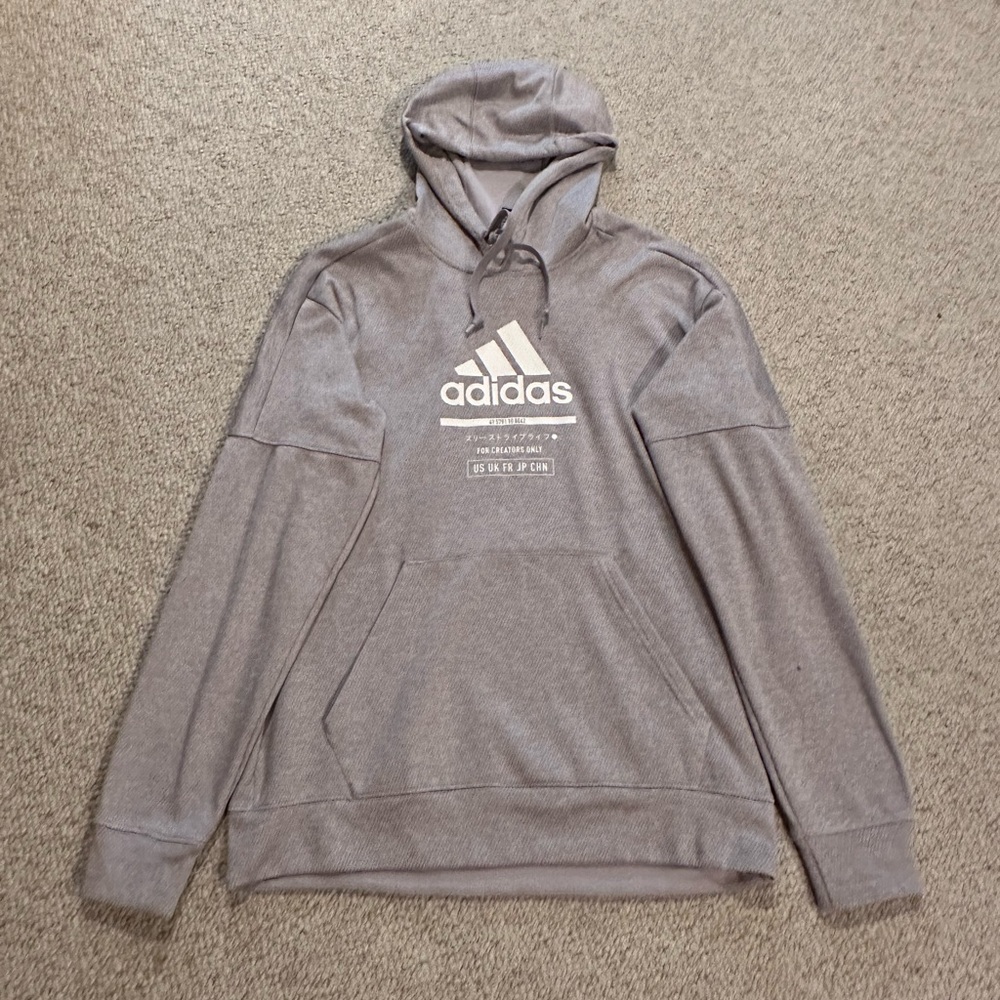Adidas Men’s Heather Gray Hoodie with front pocket